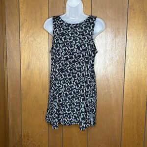 Banana Republic Tunic Top Small Black Geometric Keyhole Back Office Boho Capsule